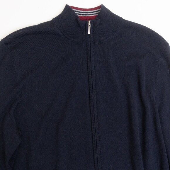 Brooks Brothers Merino Wool Full Zip Sweater Navy Blue Preppy Italian - Picture 4 of 12
